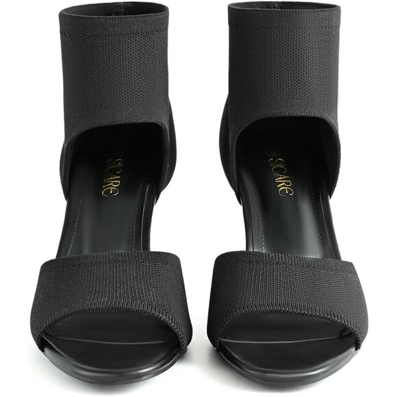 Women Black/2.7 in Ethylene Vinyl Acetate Wide Stretchy Stiletto High Heels - Picture 3 of 12